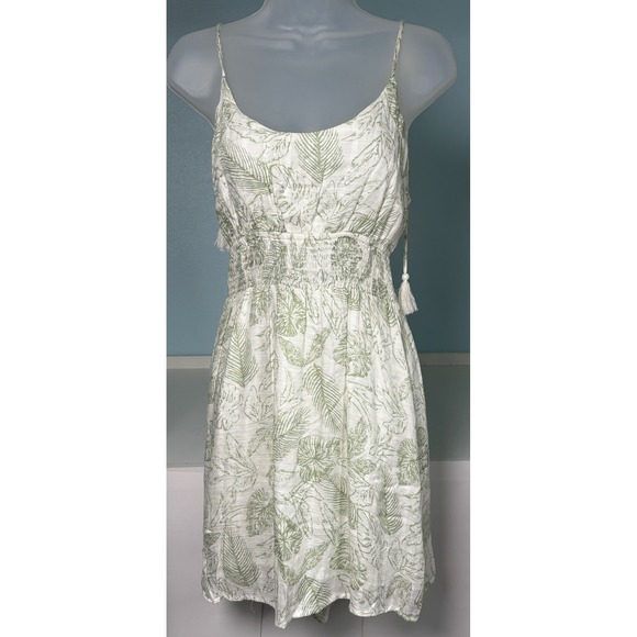 ILLA ILLA Dresses & Skirts - Tropical Medium Sundress Lined Palm Leaf Womens Green White ILLA  Boho Dress